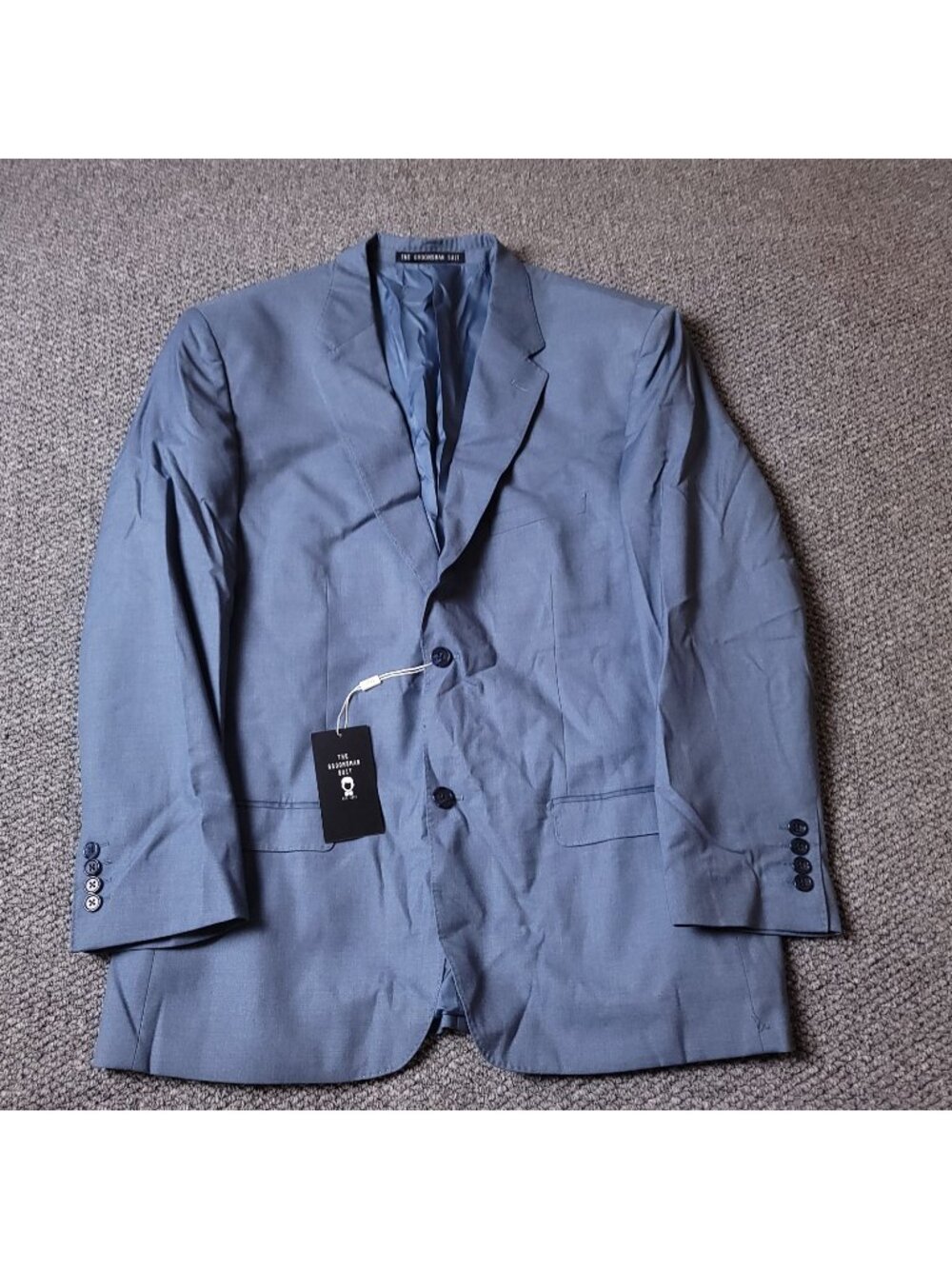 The Groomsman Suit Blazer Mens 46R Modern Fit Light Blue Jacket Supply